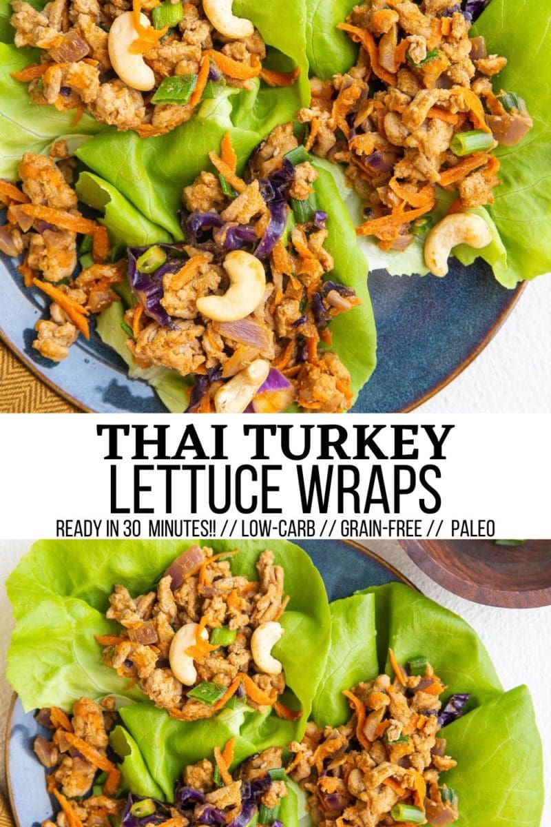 collage for Thai turkey lettuce wraps
