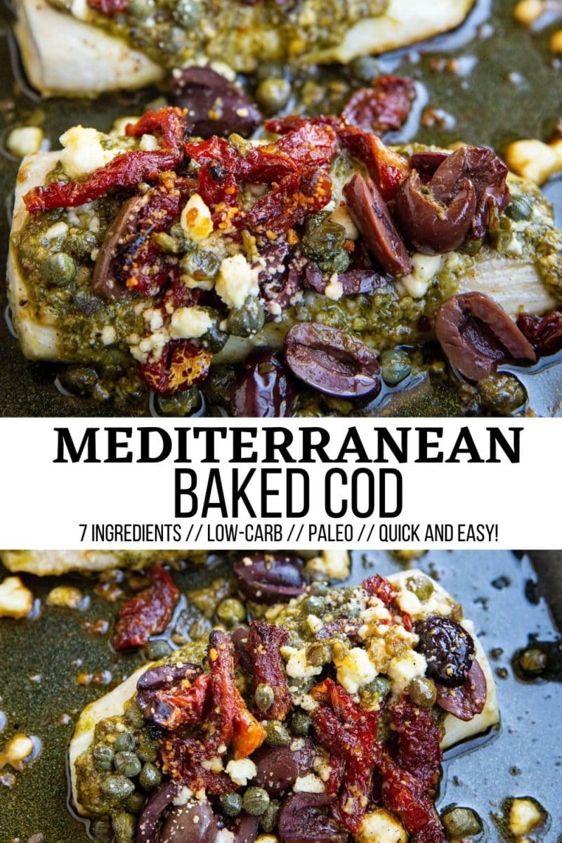 collage for Mediterranean baked cod