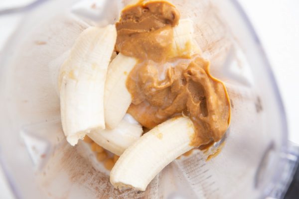 ingredients for chickpea ice cream in a blender