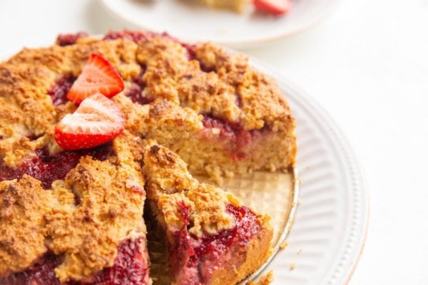 horizontal photo of strawberry cake