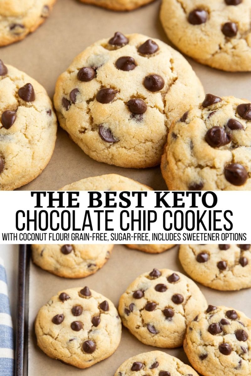 collage for keto chocolate chip cookies