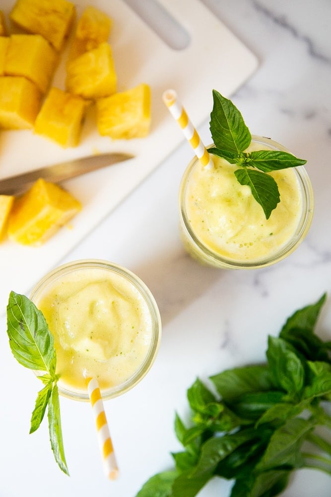 Pineapple Smoothie with Basil