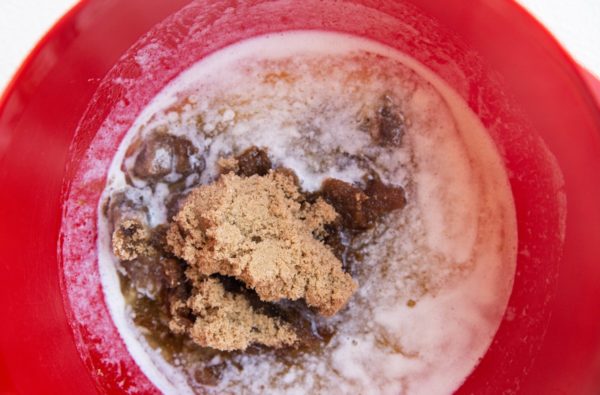 butter and sugar in a mixing bowl.