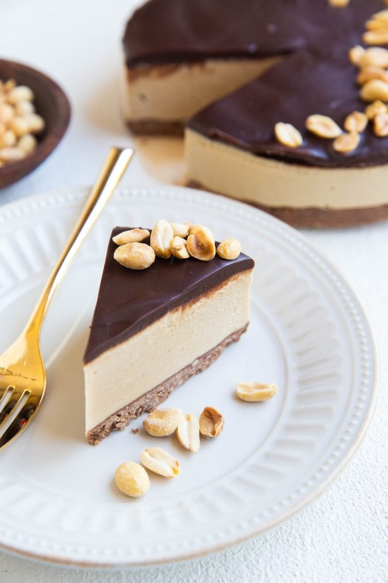 Slice of peanut butter pie on a plate