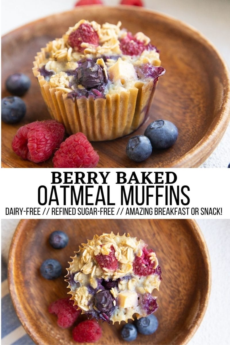 collage for berry oatmeal muffins