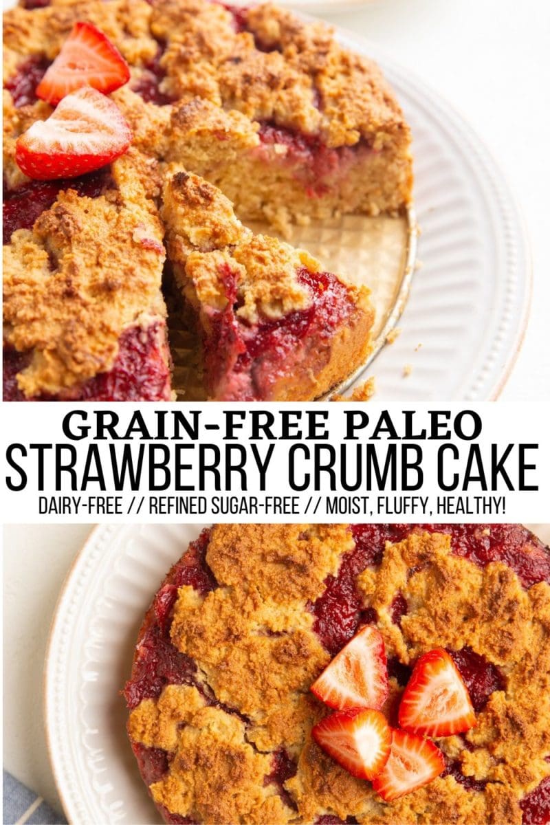 collage for strawberry crumb cake