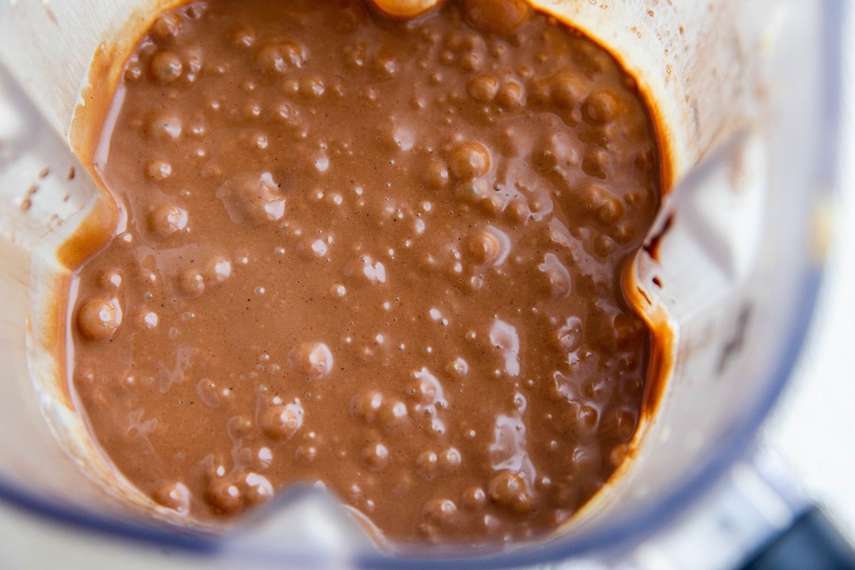 Chocolate ice cream base blended in a blender