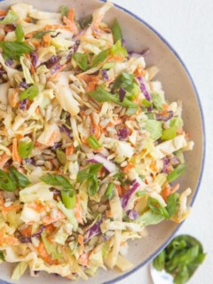 close up top town bowl of coleslaw