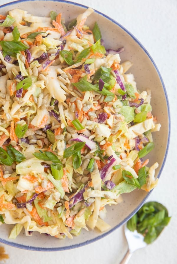 close up top town bowl of coleslaw