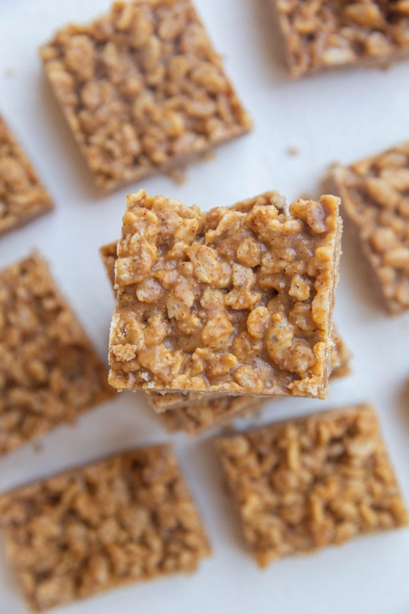 top down photo of stack of rice crispies.