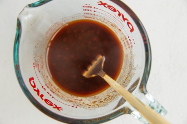 sauce in a measuring cup