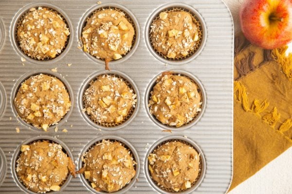 Finished apple muffins fresh out of the oven