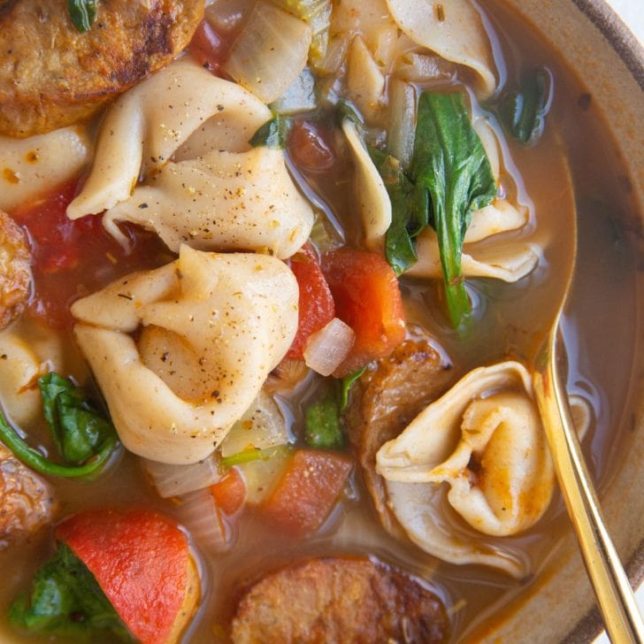 Rustic Tortellini Soup with Sausage - The Roasted Root