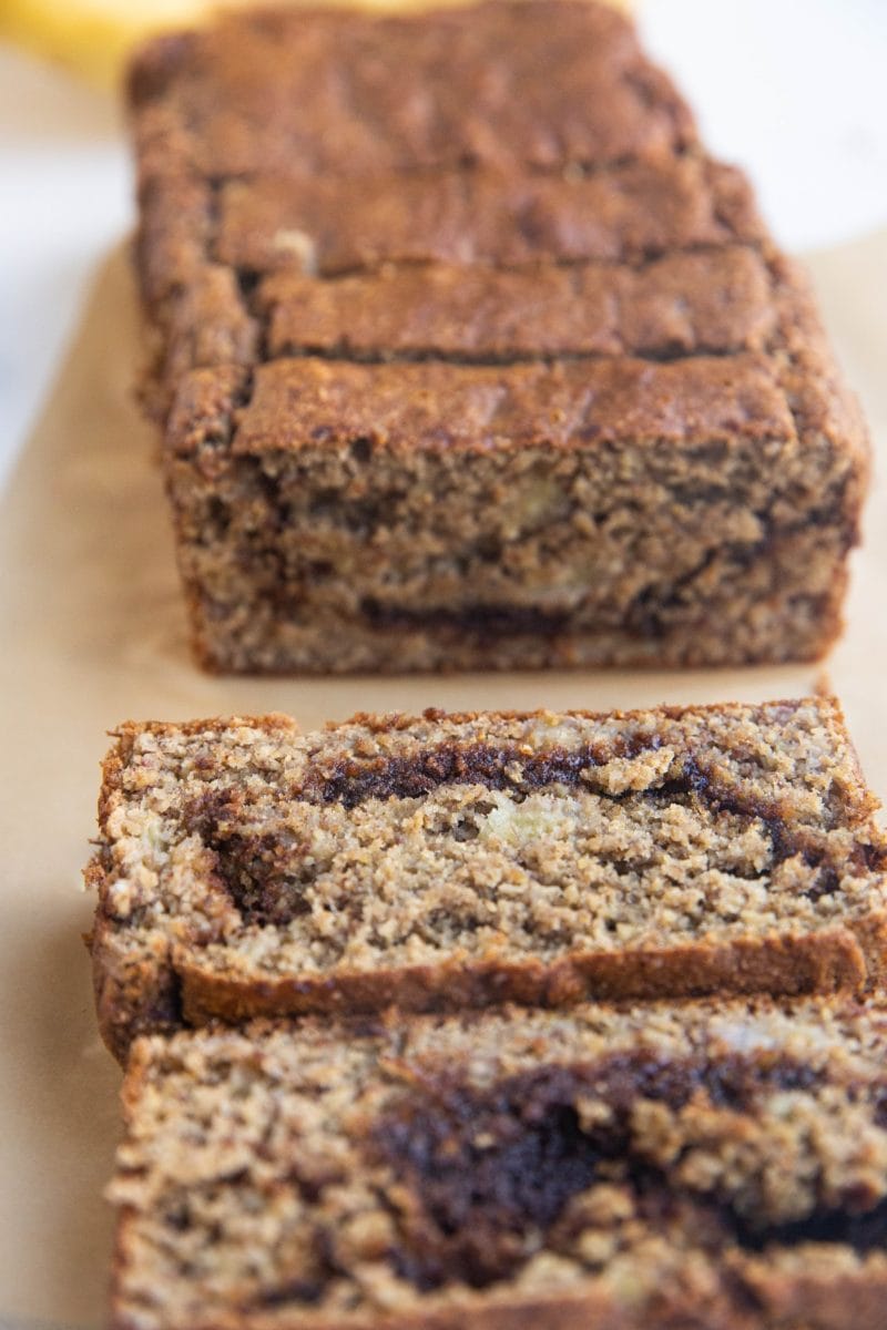 Slices of banana bread.