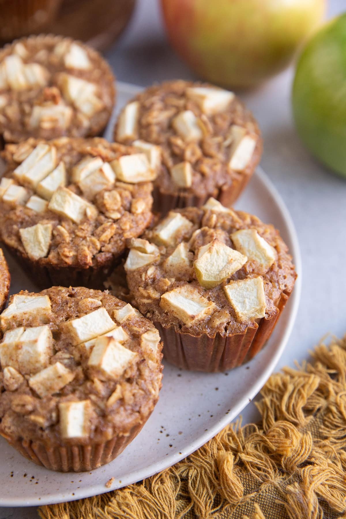 Plate of apple oatmeal muffin cups.
