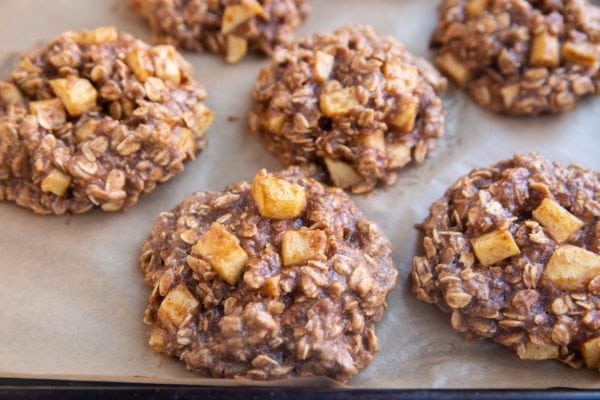 Freshly baked oatmeal apple cookies