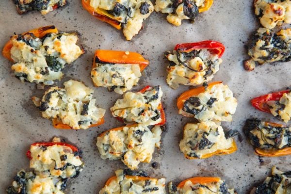 Mini sweet peppers fresh out of the oven.