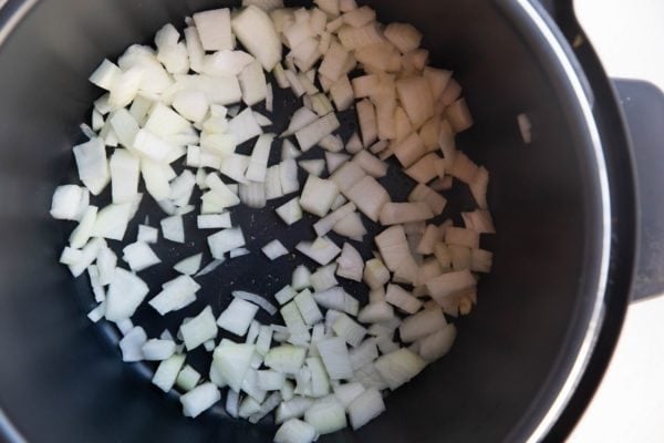 Onions cooking in an Instant Pot
