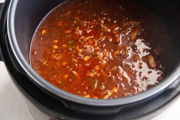 Finished chicken tortilla soup in an instant pot