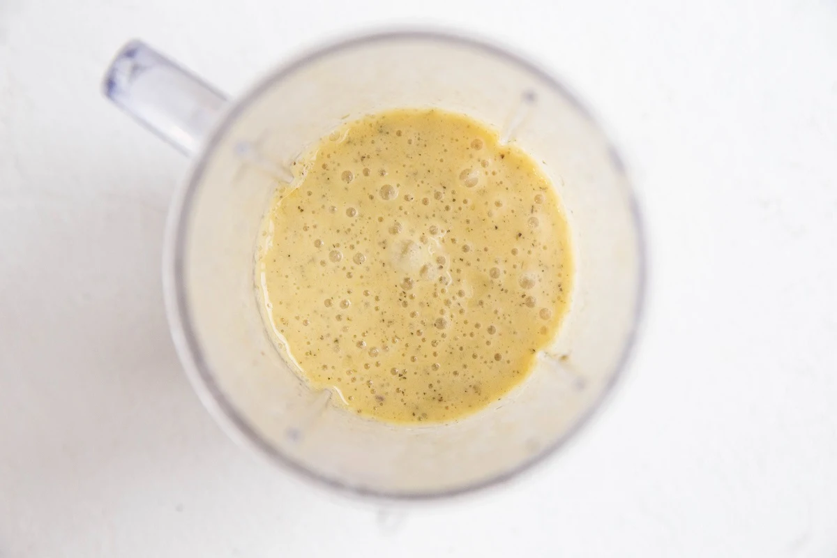 Injection liquid for turkey blended up in a blender.