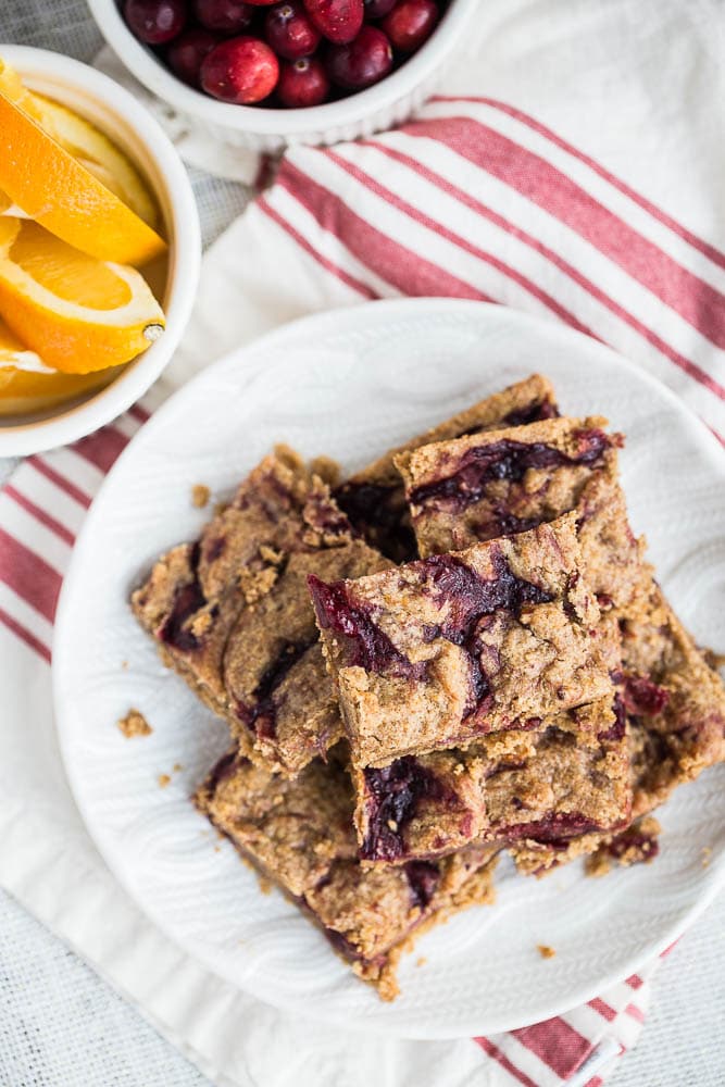 Paleo Orange Cranberry Bars on a plate.