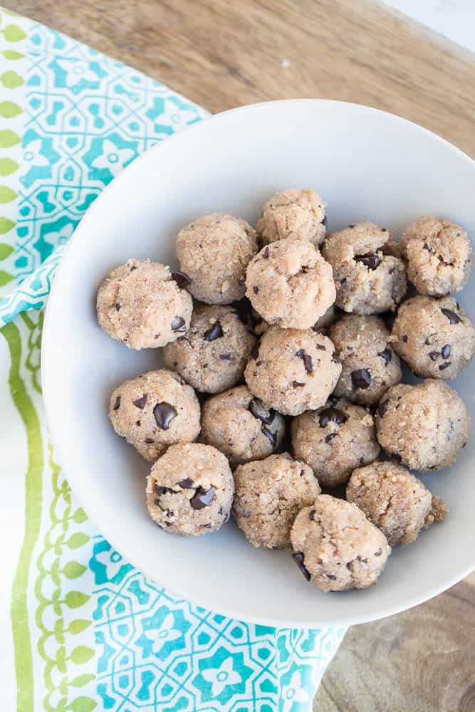 Bowl of edible cookie dough bites