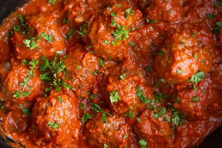 Easy Crock Pot Italian Meatballs - The Roasted Root