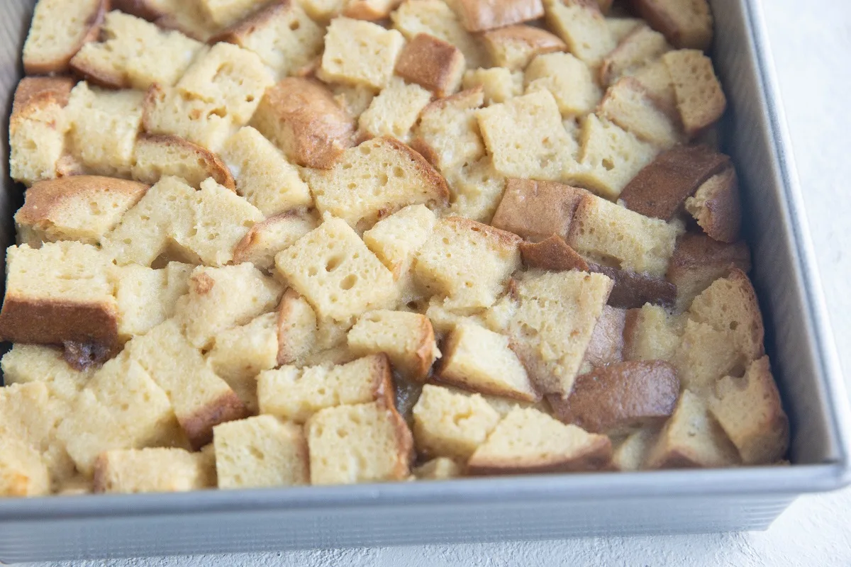 Bread pudding fresh out of the oven.