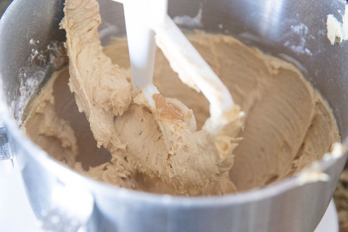 Finished peanut butter cookie dough, ready to be baked.