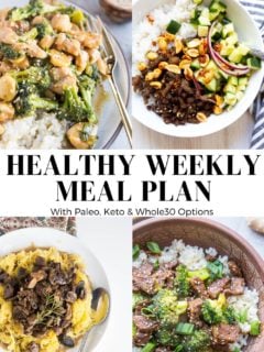 Collage for healthy weekly meal plan