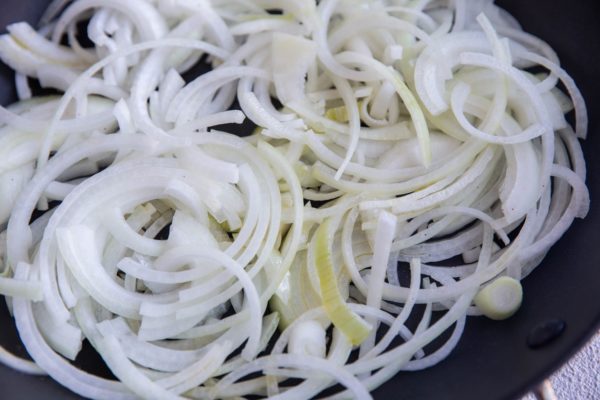 Onions cooking in a skillet