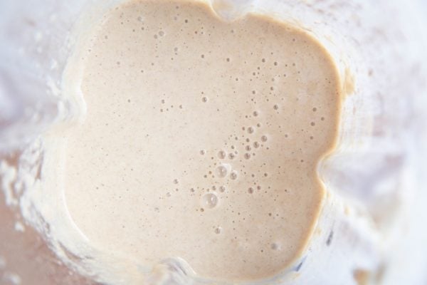 Oatmeal pancake batter in a blender.