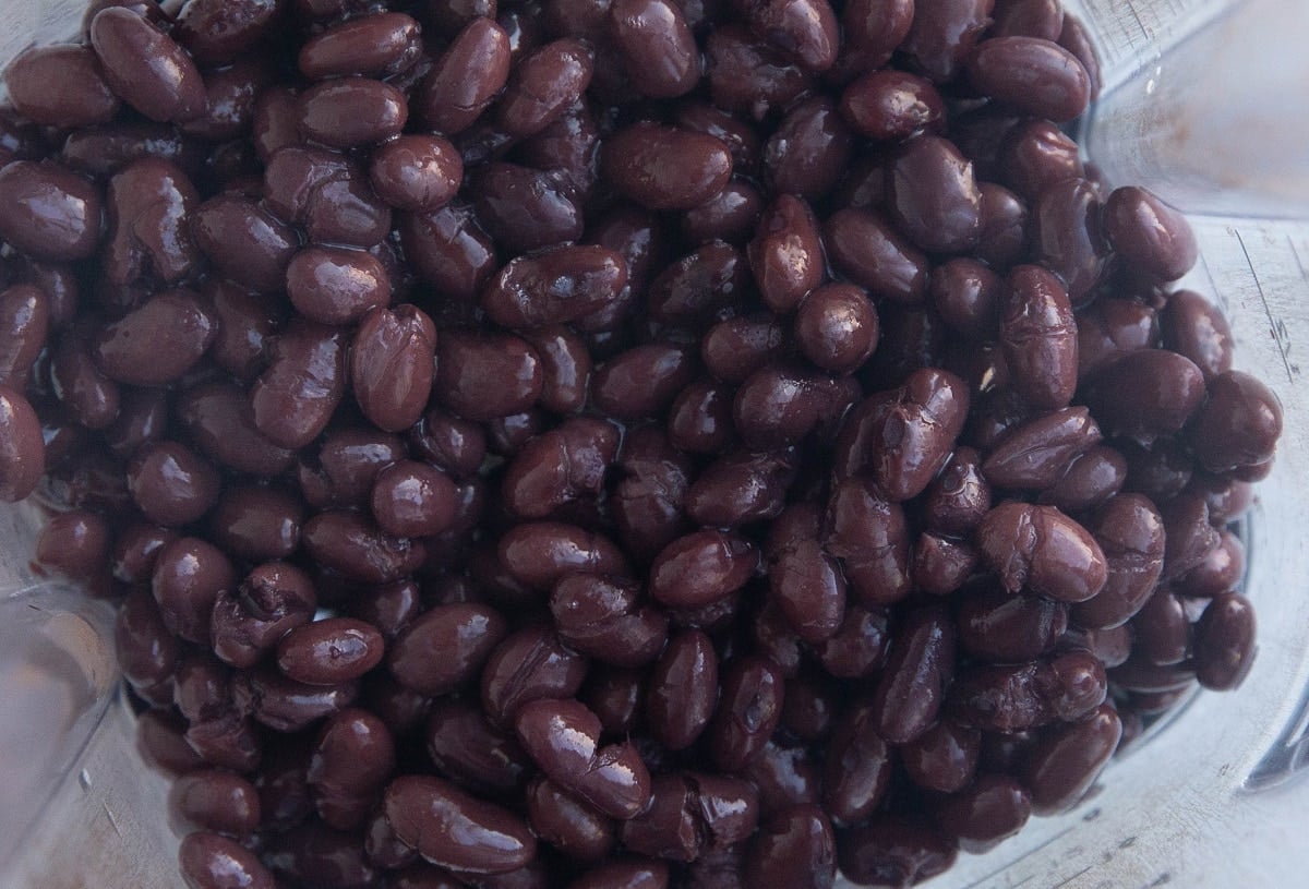 Black beans in a blender.