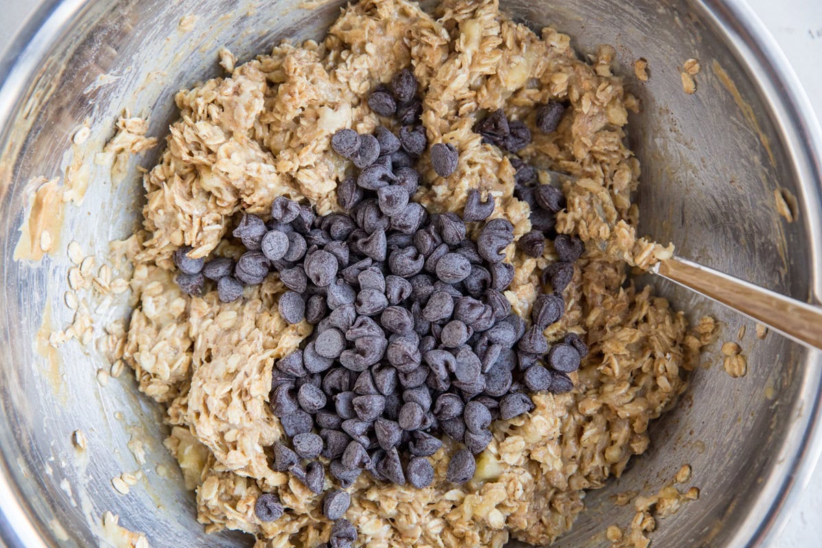 Add chocolate chips to the oatmeal cookies