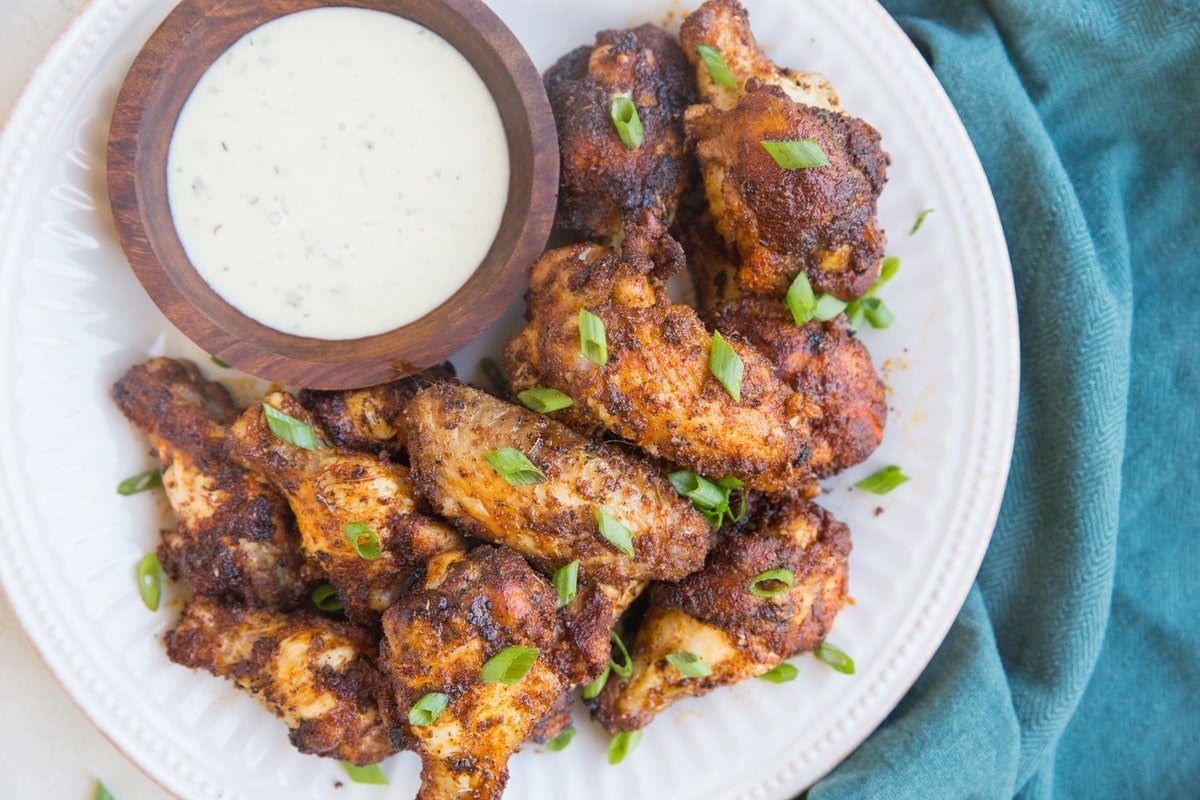 Easy Air Fryer Chicken Wings with dry rub - Crispy, tender healthy chicken wings that are paleo, keto and whole30