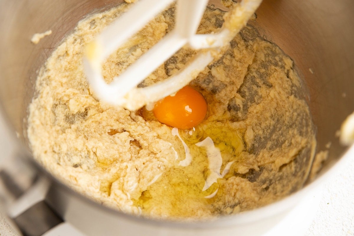 Butter, pure maple syrup and egg in a stand mixer with a paddle attachment.