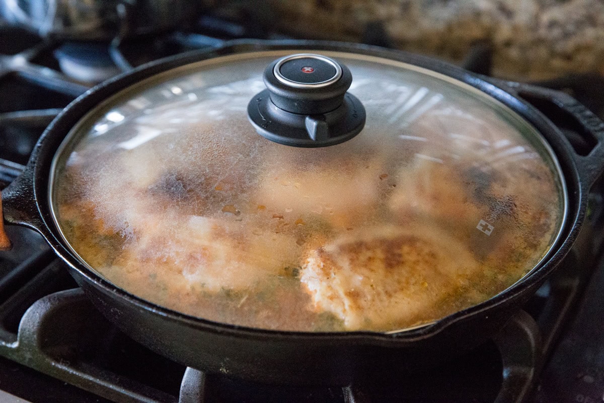 Cover the skillet and cook until rice has absorbed the broth
