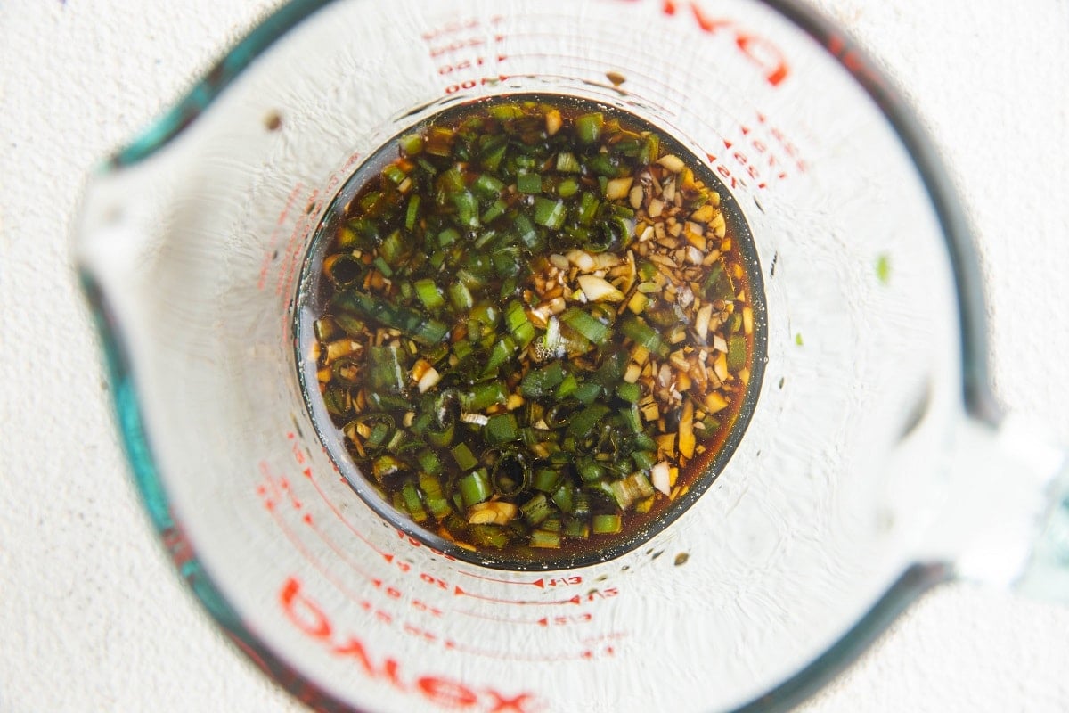 Asian sauce in a measuring cup.