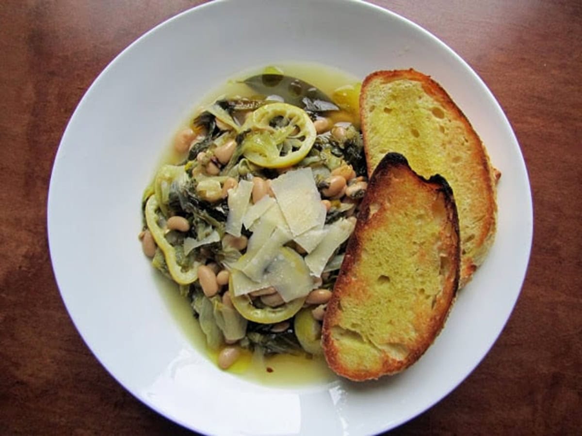 large plate of braised escarole
