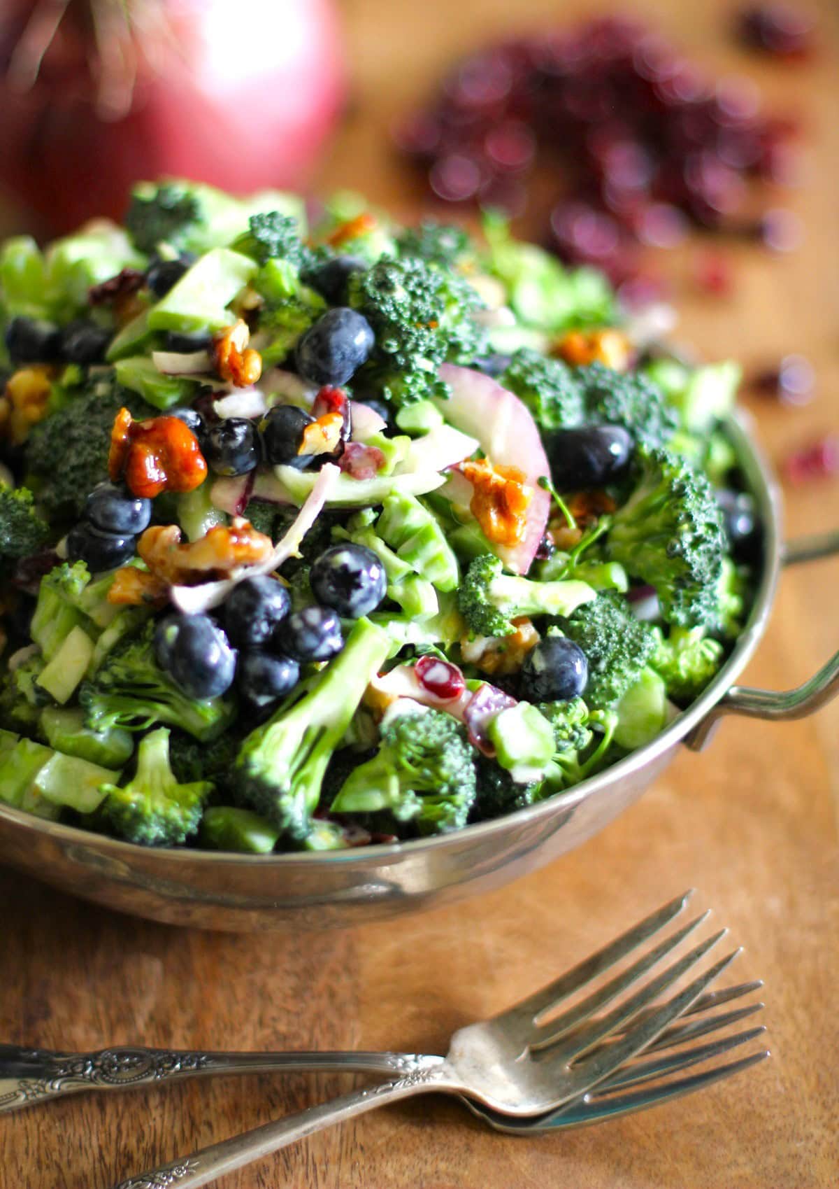Broccoli Salad with Blueberries, Dried Cranberries, and Honey-Toasted Walnuts