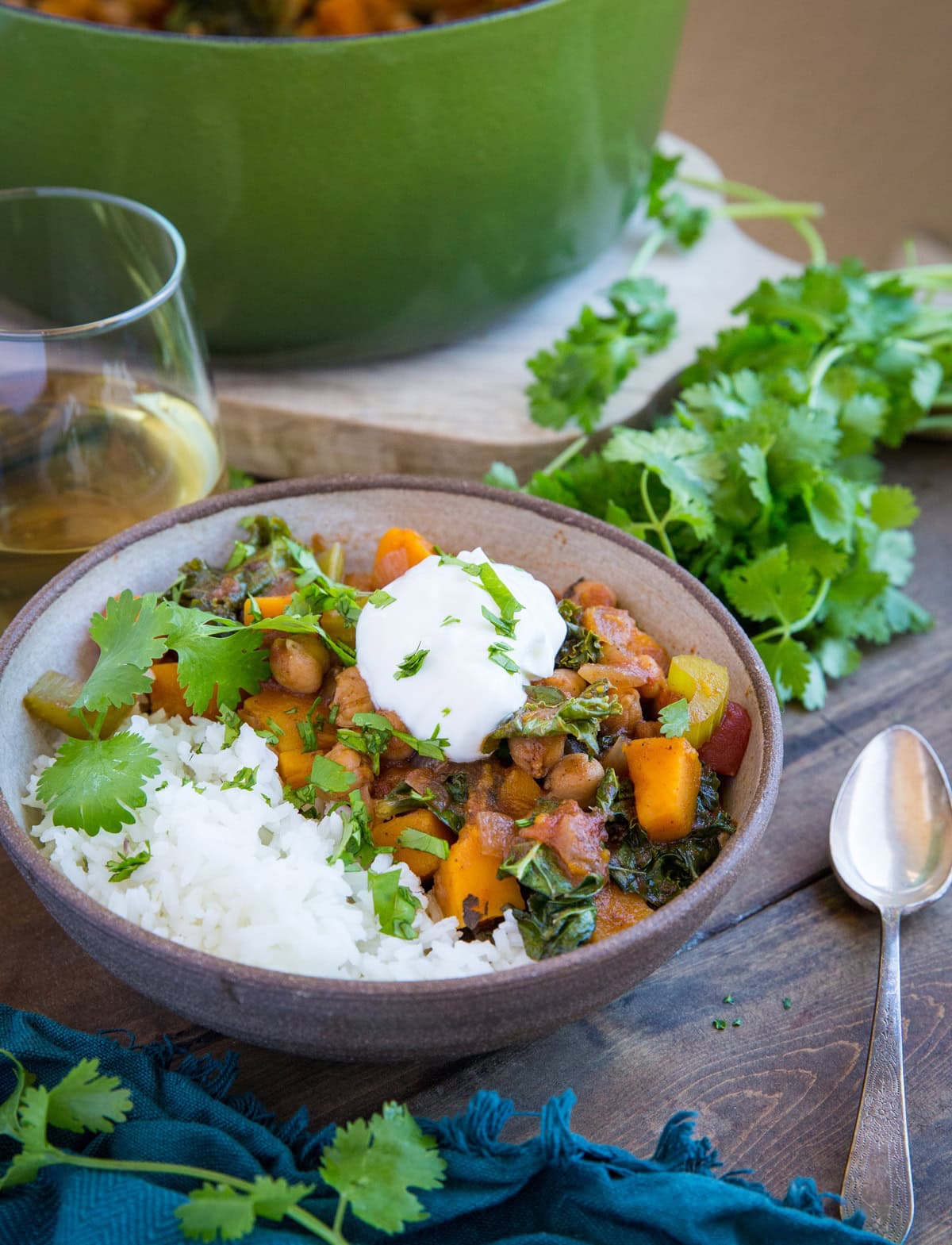 Butternut Squash and Chickpea Chili with Kale - an easy vegan one-pot meal