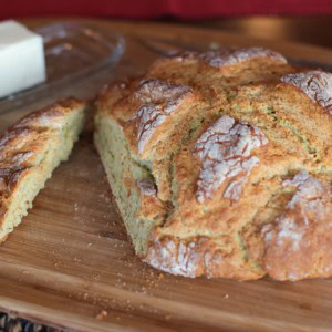 Loaf of Irish soda bread on a cutting board