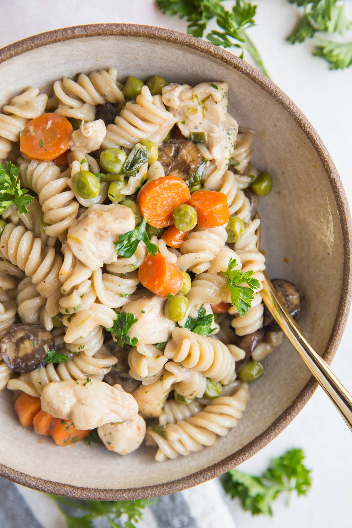 Gluten-Free Dairy-Free Creamy Chicken Noodle Casserole is a comforting and healthy dinner recipe loaded with protein and complex carbs.