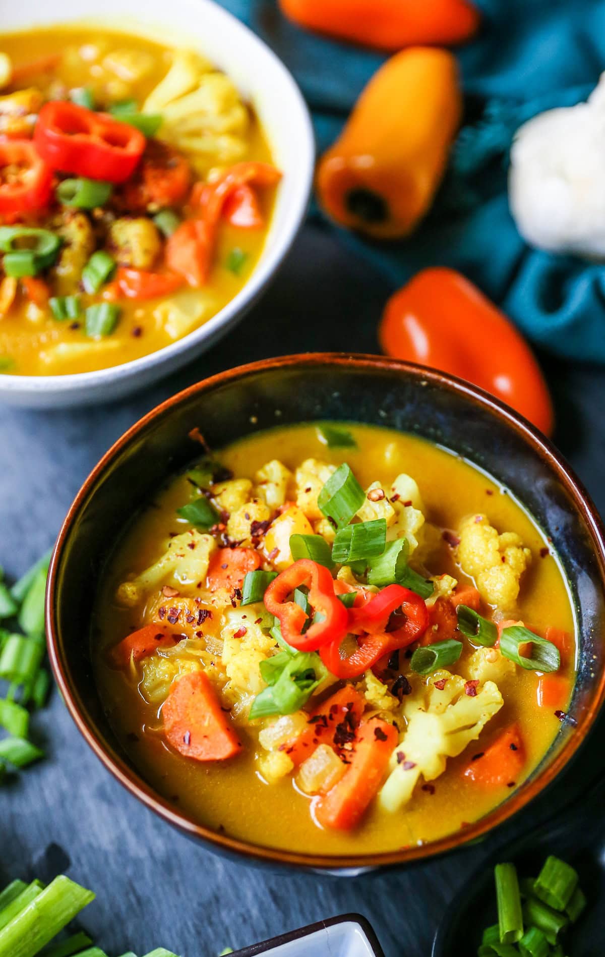 Thai Curry Vegetable Soup - vegetable loaded soup with coconut milk broth and curry seasoning - paleo, vegetarian, vegan, whole30 and delicious