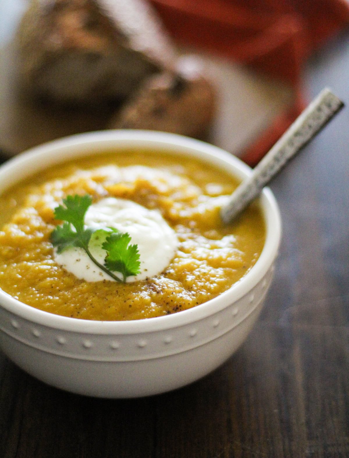 Crock pot Butternut Squash & Parsnip Soup | www.theroastedroot.net