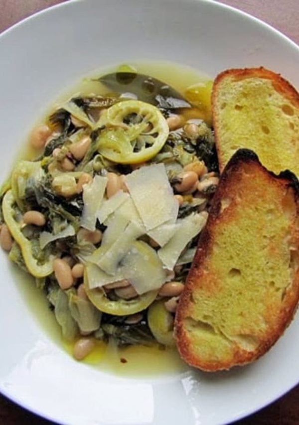 large plate of braised escarole