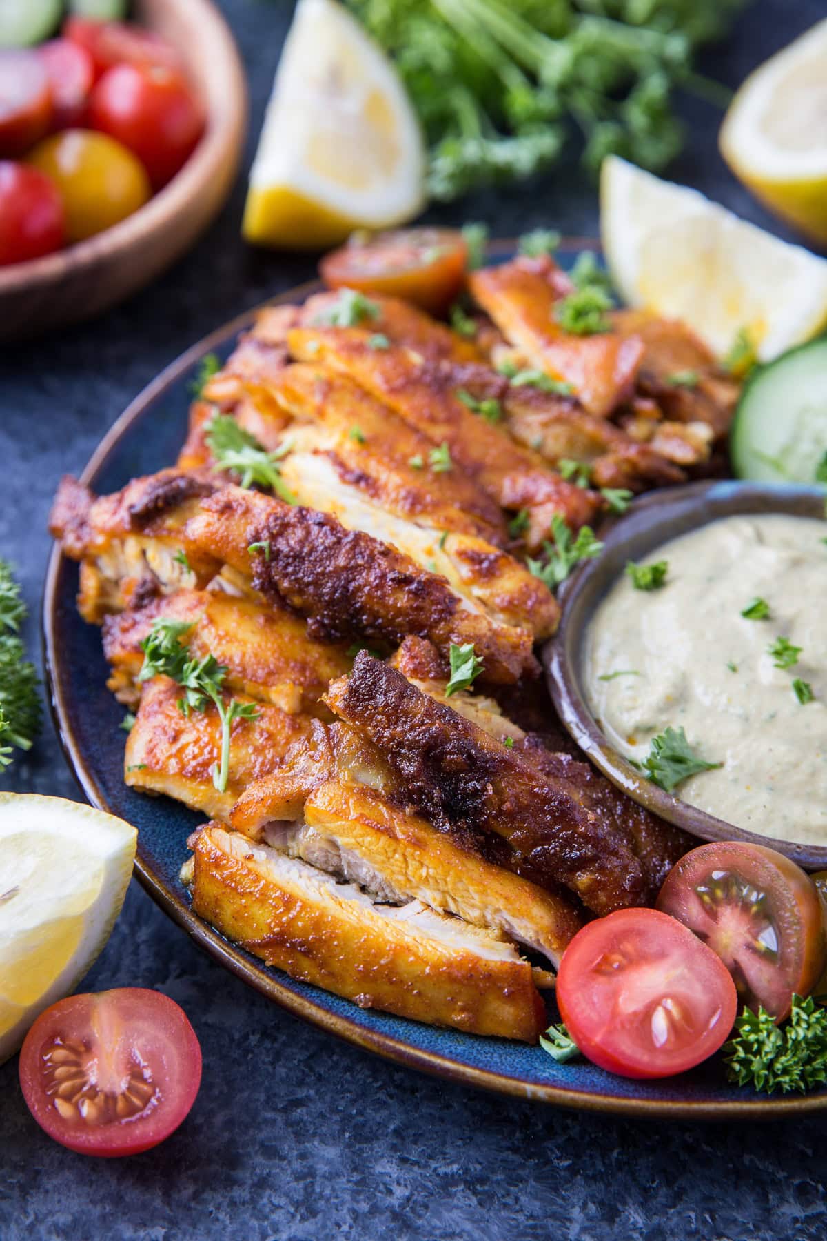 Easy Chicken Shawarma - Deliciously flavored Mediterranean-style chicken that is quick and easy to make! | TheRoastedRoot.net #lowcarb #keto #paleo #mediterraneandiet #glutenfree