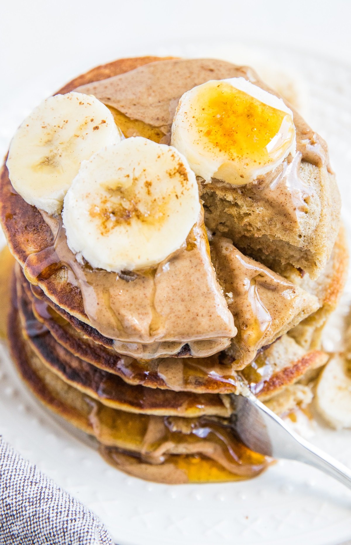 Flourless Oatmeal Banana Pancakes made with quick oats. Dairy-free and gluten-free pancakes recipe