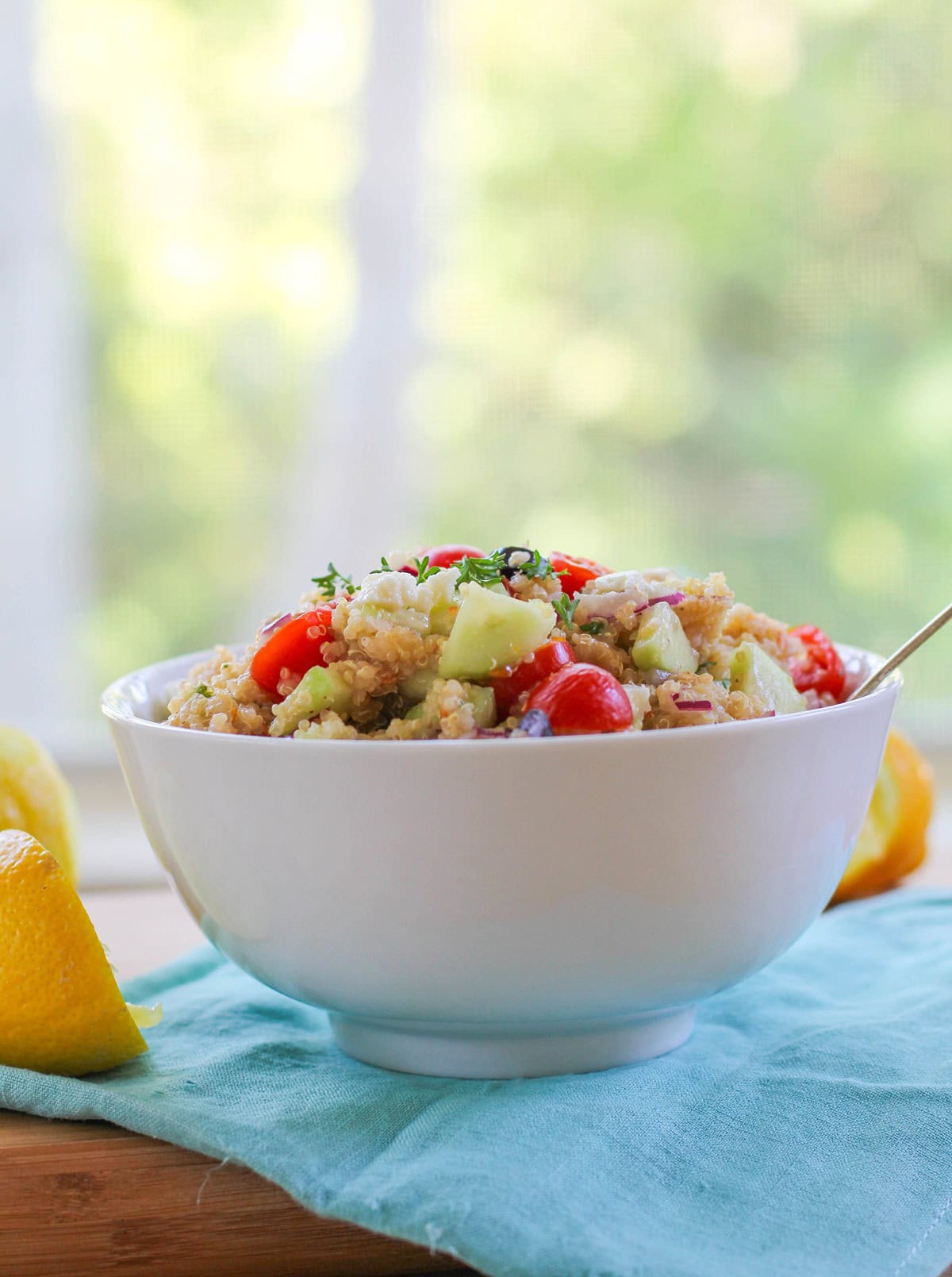 Quinoa salad in a bowl, ready to serve