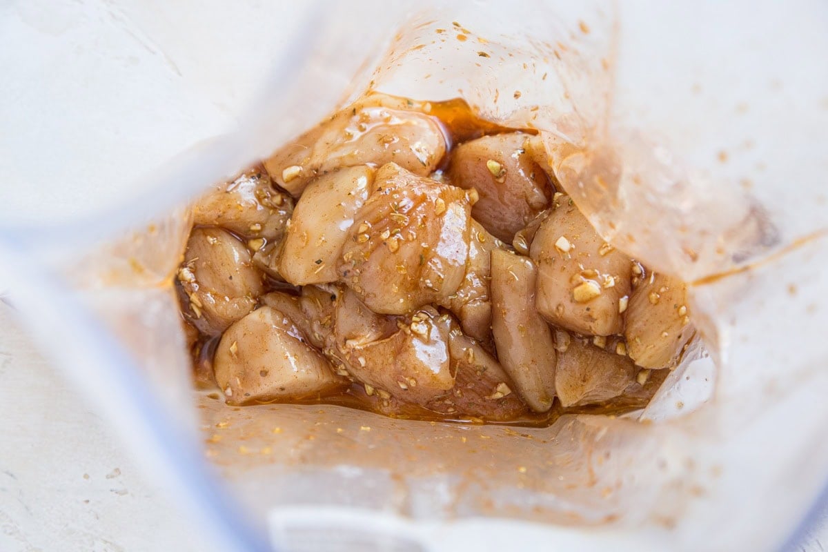 Marinated chicken for chicken skewers